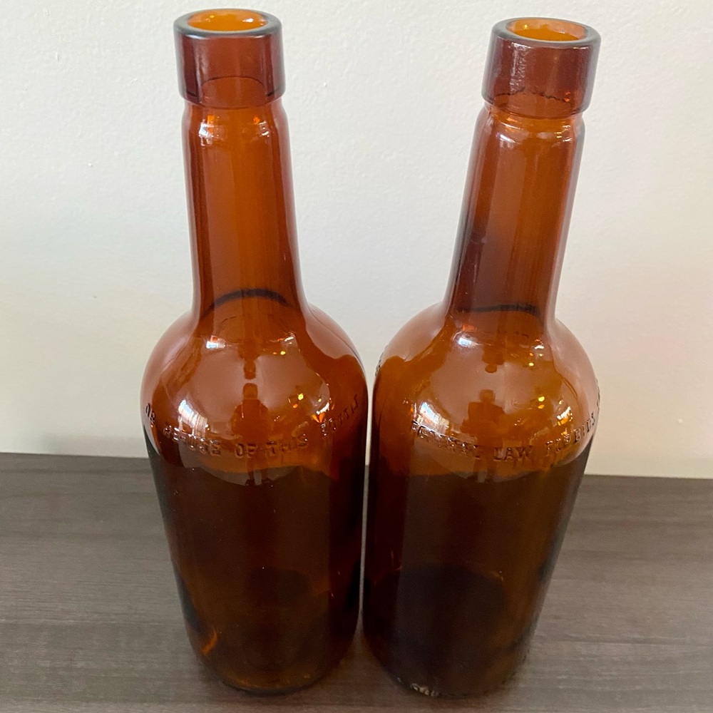 Set of Two Antique Whiskey 4/5 Quart Bottles